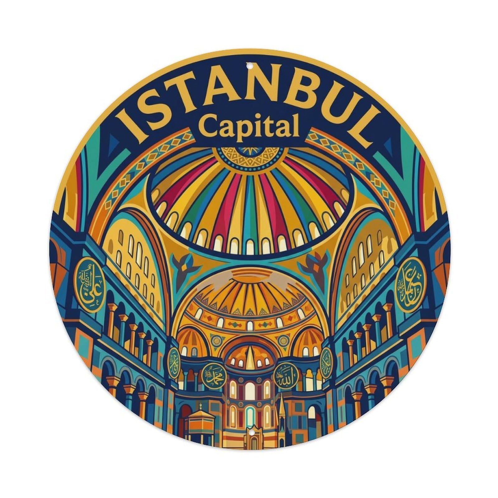 Vintage Travel Istanbul Turkey Capital Vintage Metal Tin Sign Plaque Wall Decor for Cafe, Club Bar, Office, Garden Metal Poster 8x8Inch