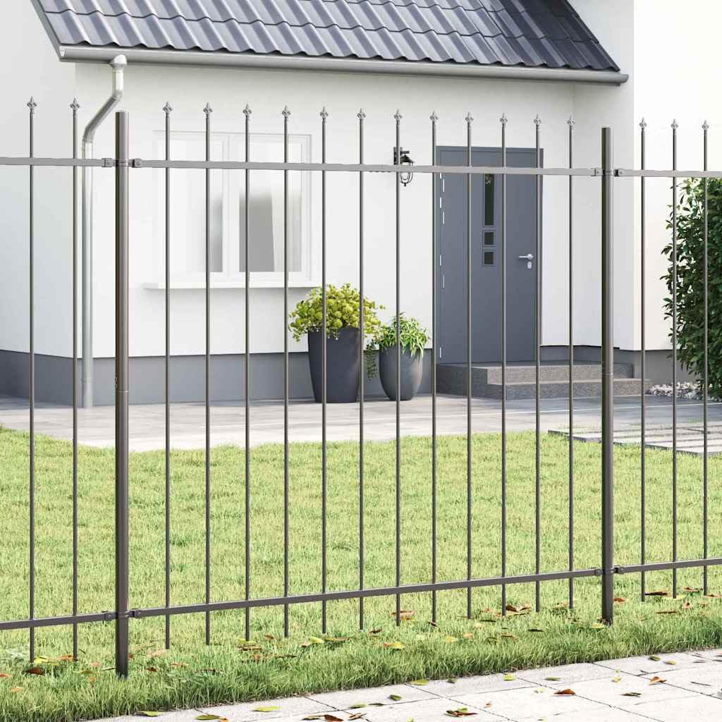 Gartenzaun Woerden Grau, Pulverbeschichteter Stahl Zaunelement 1,7 x 1,5 m, Sichtschutz Gittermatte wetterfest für Terrasse, Vorgarten, Grundstück, Abgrenzung, Sicherheit