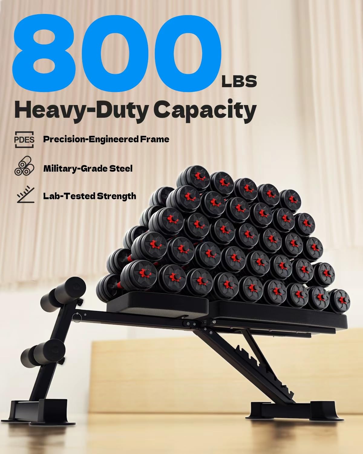 Banco de pesas plegable ajustable, multifunción, banco inclinado para entrenamiento de cuerpo entero, banco de fitness 7 en 1 para casa o en el gimnasio, capacidad de peso de 360 kg