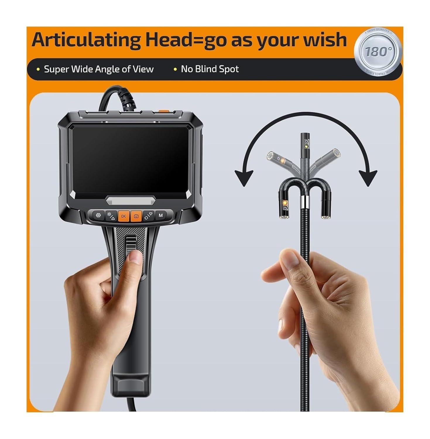 下水道カメラ、 360 &deg; 回転デュアルレンズ内視鏡、8 5 MM インチ IPS 検査カメラ、自動車、機械、産業用 、配管工用