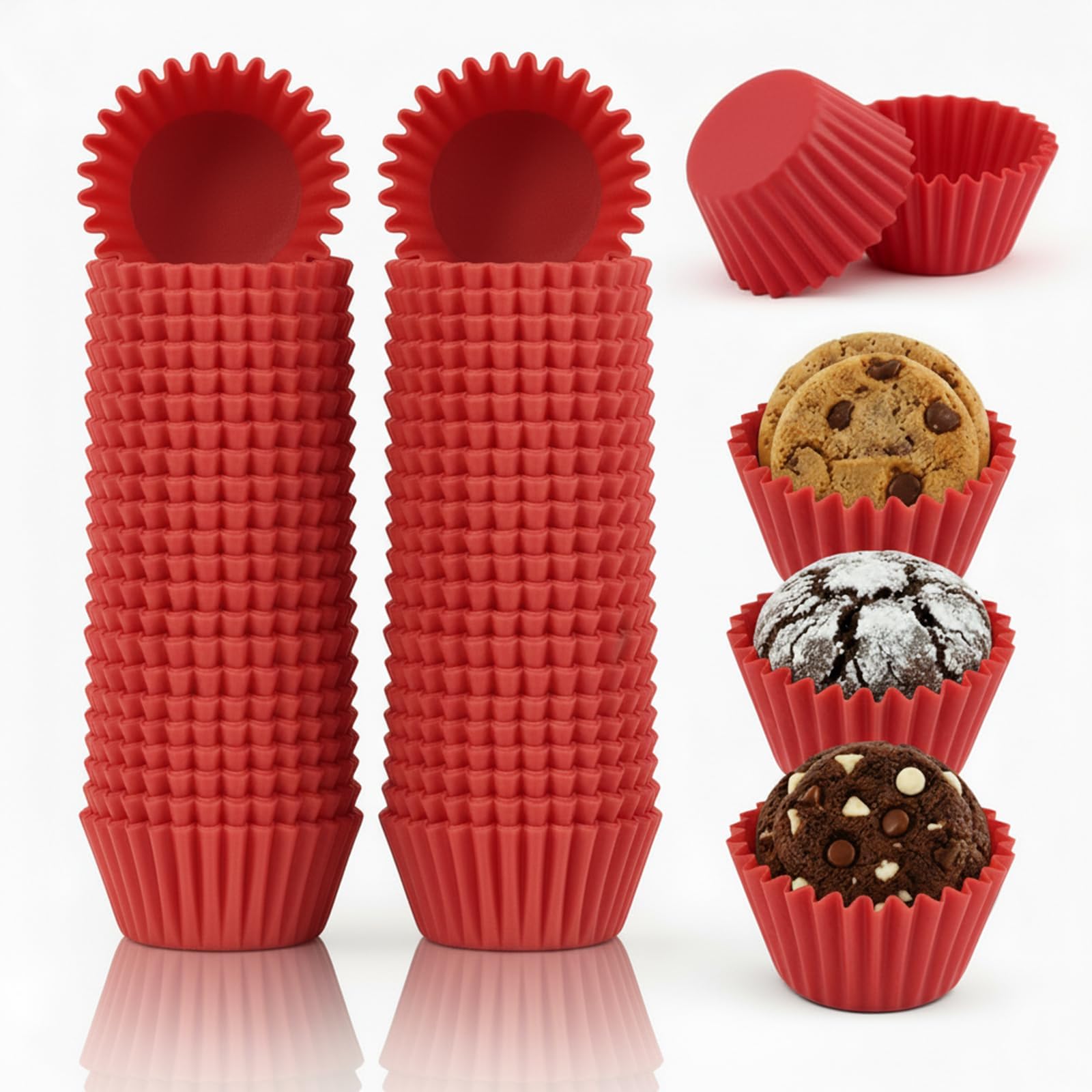 1000 Pcs Red Mini Cupcake Liners for Baking 1Inch Cupcake Liners Paper Cupcakes Small Muffin Liner Chocolate Dessert Wrapper Cups for Baking Cooking