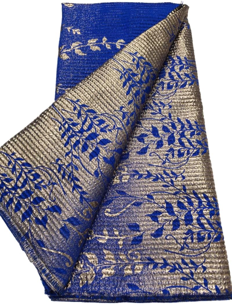 5 Yards African Lace Fabric with Gold Foil Print, Jacquard Satin Weave for Wedding Dresses, Party Outfits & Daily Sewing (Purple;)