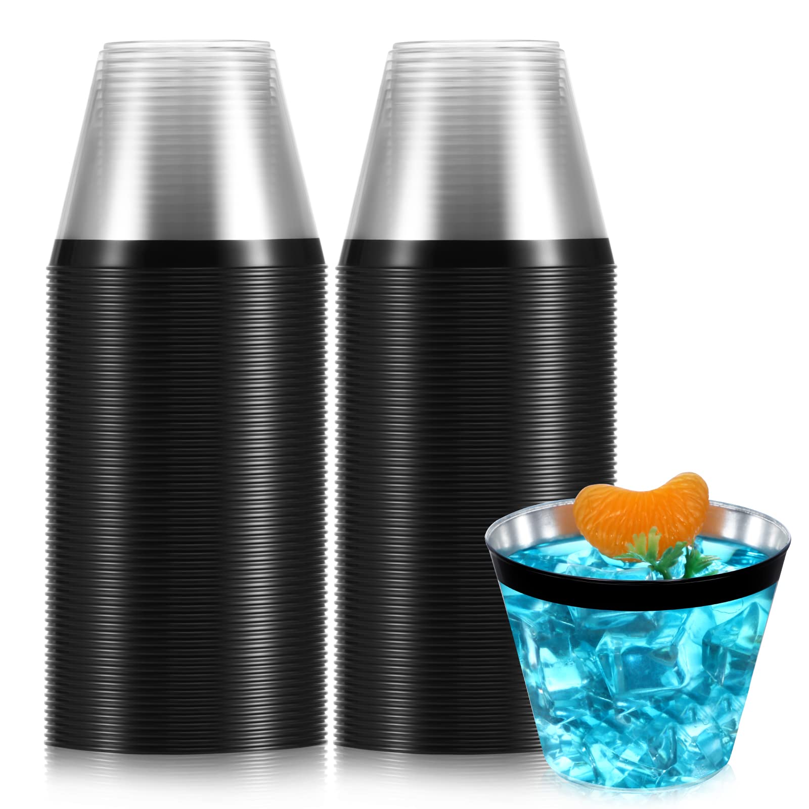 Norme 50 Pcs Plastic Cups 9 oz Rimmed Plastic Cups Heavy Duty Wine Glasses Cocktail Glasses Drinking Tumblers for St. Patrick's Day, Easter, Weddings,