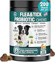 WEYILL Natural 2-in-1 Flea & Tick Prevention + Probiotic Chewables for Dogs - Chicken Flavor Gut Health Support, 200 Chews