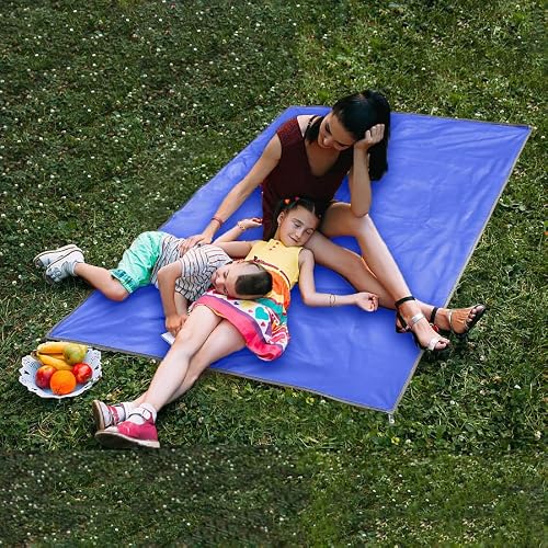 Wind Tour Portable Multifunctional Outdoor Camping Tarp Groundsheet Footprint Lightweight Floor and Ground Tarps for Camping Hiking with Carry Bag (Blue-86.6" x 86.6")