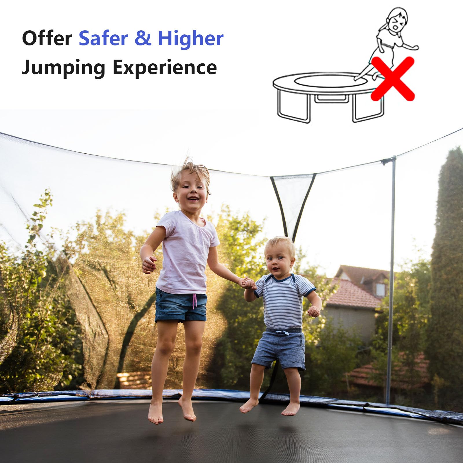 LIFEZEAL Filet de Sécurité Intérieur pour Trampoline, Filet de Remplacement pour Trampoline, Double Fermeture éclair & Boucles, Filet de Rattrapage 6/8 Poteuax, Hauteur 180 cm