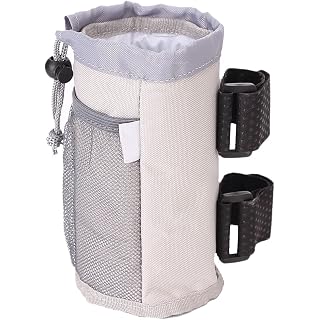 Bike Cup Holder, Water Bottle Holder with Mesh Pockets Oxford Fabric Bicycle Drink Cup Holder for Mountain Bike, Wheelchair, Road Kids Bikes, e-Bike, Cruiser, Scooter (Gray)