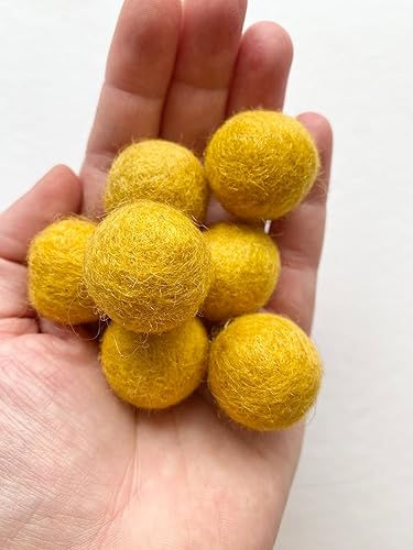 Miniatura 6 de 2.5 cm handmade felt balls - Wholesale Bulk Quantity 50 - Fall Leaf Colors Pumpkin, Cranberry, Gold, Almond, Lime, Dark Green - 100% Wool Poms for