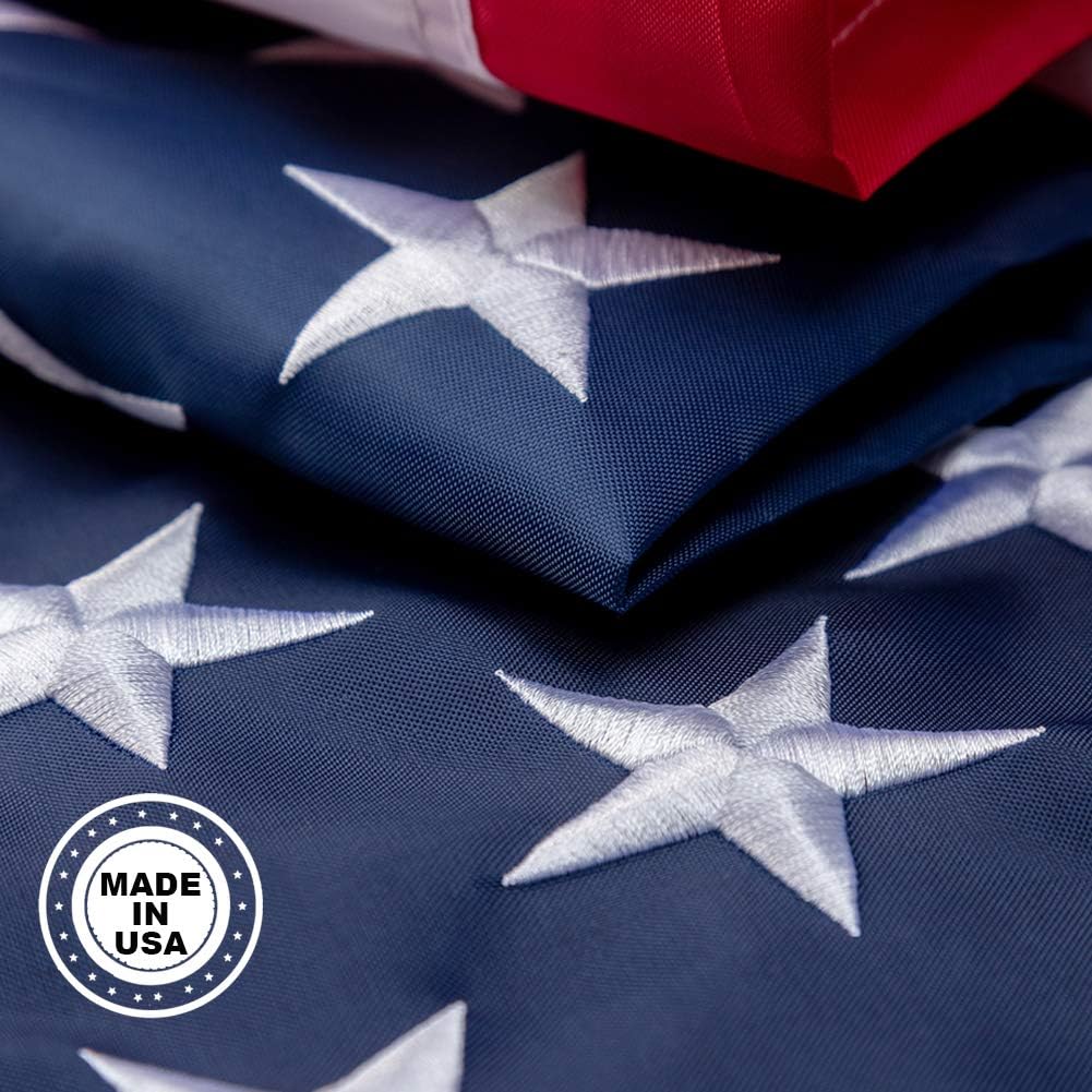 American Flag,American Flag 3x5 Outdoor American Flags Made in USA,American Flags for Outside 3x5,Embroidered Stars Sewn Stripes Brass Grommets Foot Heavy Duty Nylon