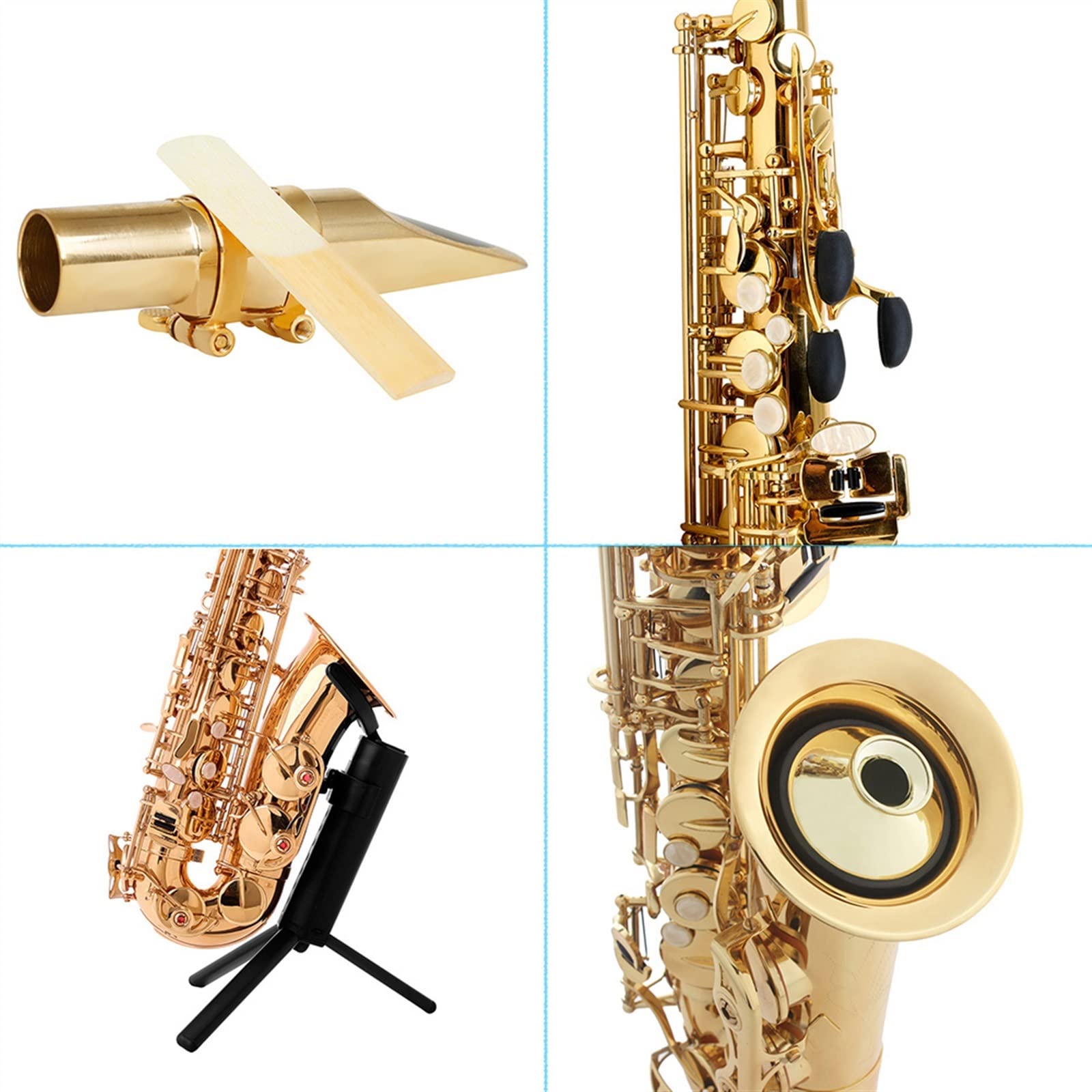 Sassofono Contralto in MIB Strumento A Fiato in Ottone Placcato Argento E Sax Piatto con Custodia Sassofono principiante (Color : Silver1)