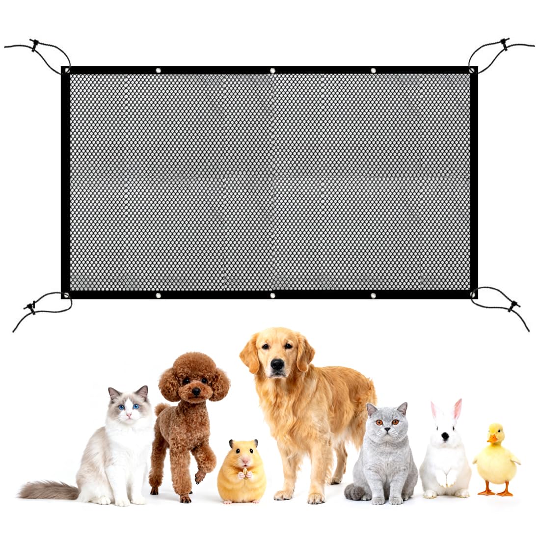 1 PCS Rete Auto per Cani con Corda Regolabile, Rete Divisoria Auto per Cani e Conducente, Barriera Auto per Cani e Animali Domestici (Nero)