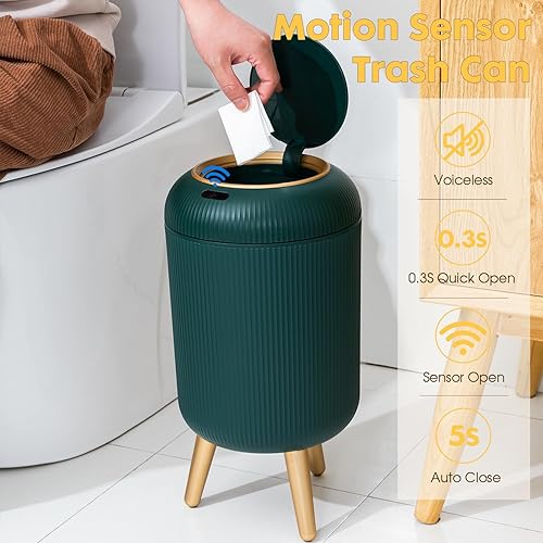 Miniatura 2 de Basurero automático para baño, sin contacto, de 3 galones, con sensor de movimiento inteligente, con tapa, pequeño, eléctrico, pequeño, para cocina,