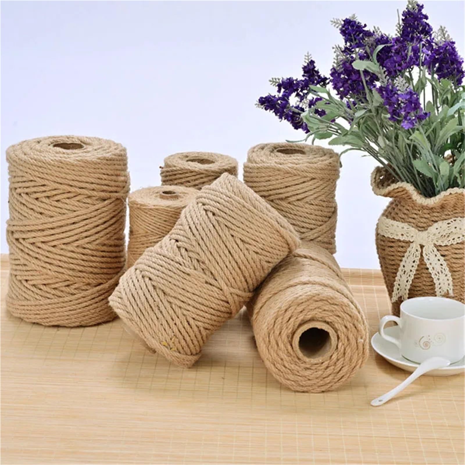 Spago di Iuta Naturale da 2 mm, for lavori Artigianali, Cucito, Fai Te, confezionamenti, Canapa, Giardinaggio, Decorazioni for Feste Nuziali per Artigianato, Giardinaggio(1000M Natural)