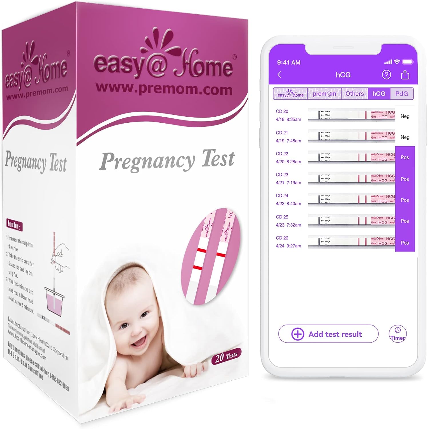 EasyHome Pregnancy Test Strips 20 Pack Early Detection Pregnancy