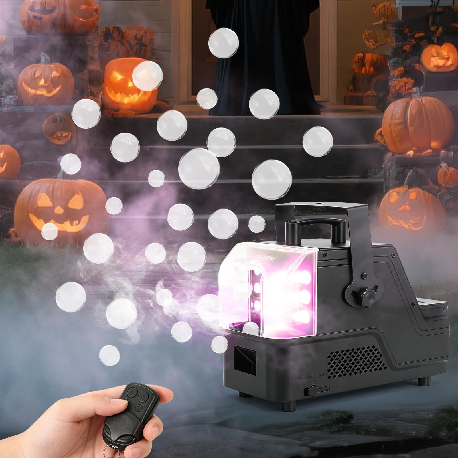 Nebelblasenmaschine Rauchmaschine 400W für Halloween Weihnachten Partys | Nebelmaschine RGB Bühnenbeleuchtung, 3 Modi und Fernbedienung für Bars Hochzeiten Außenbereich