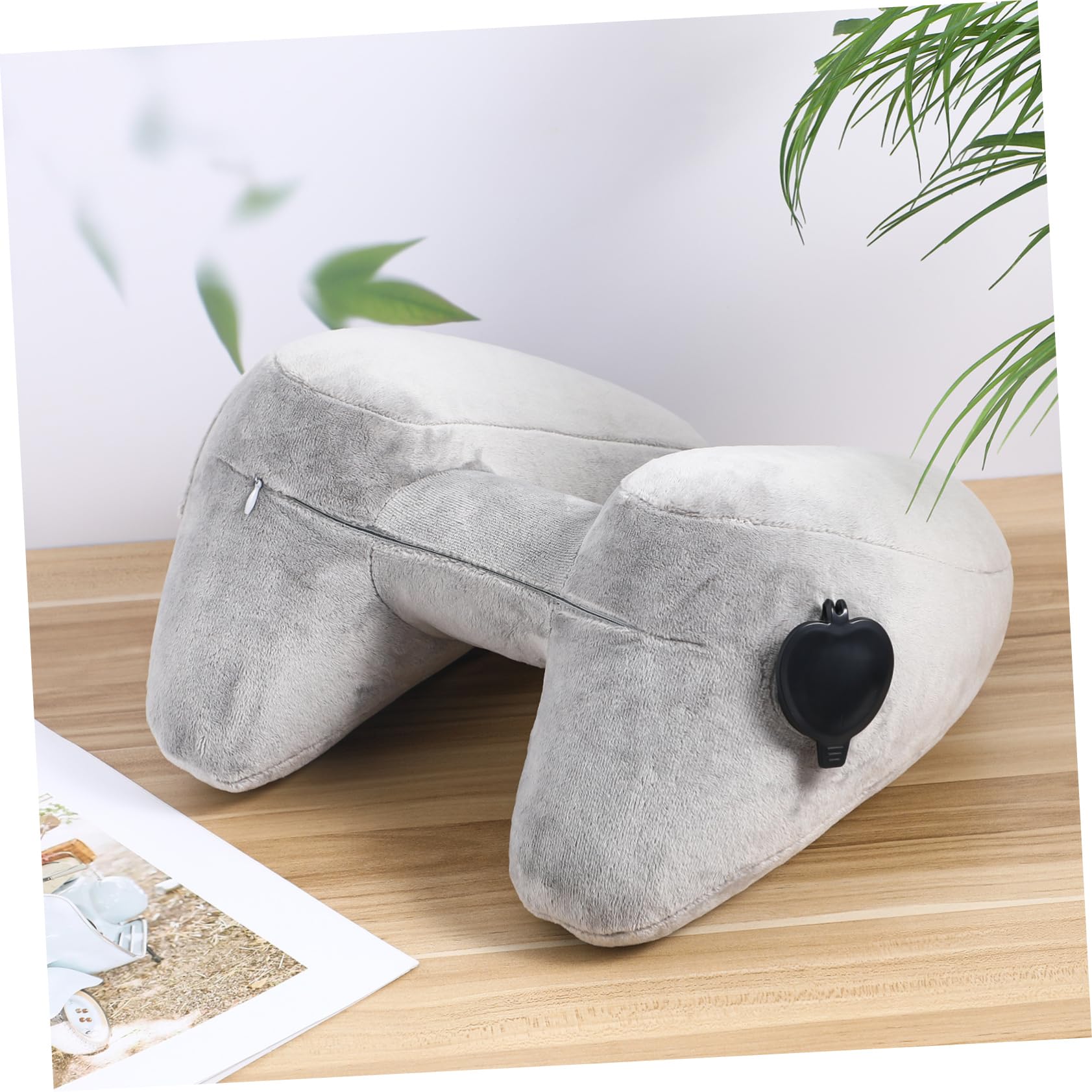 UKCOCO Almohada De Viaje Inflable Cuello con Capucha Soporte Cervical para Viajes Avión y Coche Almohada Hinchable Cómoda