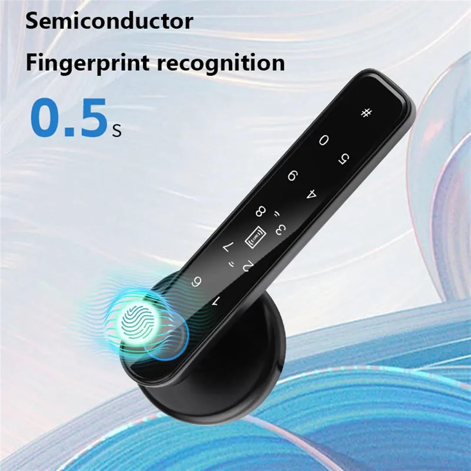Smart Lock, Zamek do drzwi z czytnikiem linii papilarnych Anti Peeping Hasło Blokada klamki Kontrola aplikacji Typ C Ładowanie awaryjne dla drzwi o grubości 3,5–6,5 cm(Silver)