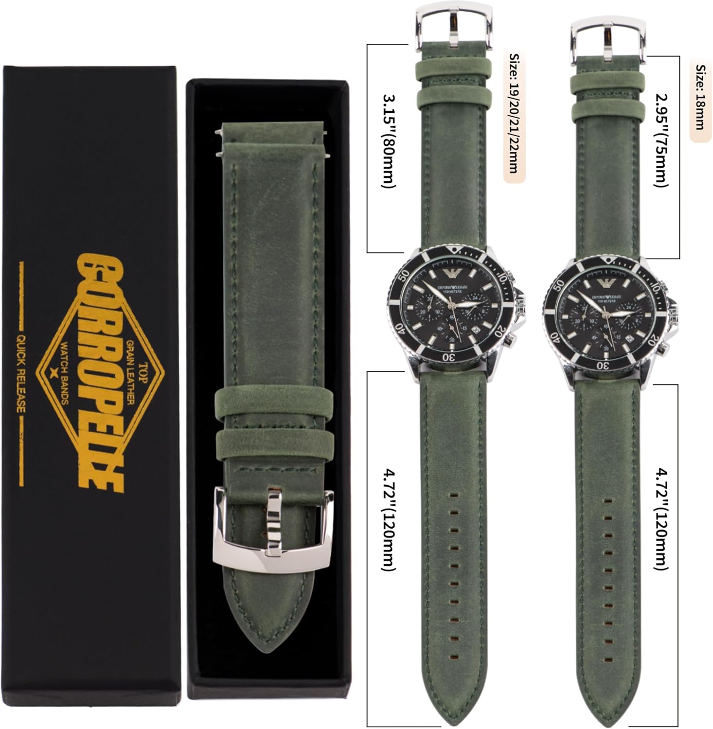 Leather Watch Bands Quick Release, Vintage Elegant Top Grain Leather Watch Band Straps Replacement for Men and Women, Watch and Smartwatch, Choice of Width - 18mm 19mm 20mm 21mm 22mm - Image 7