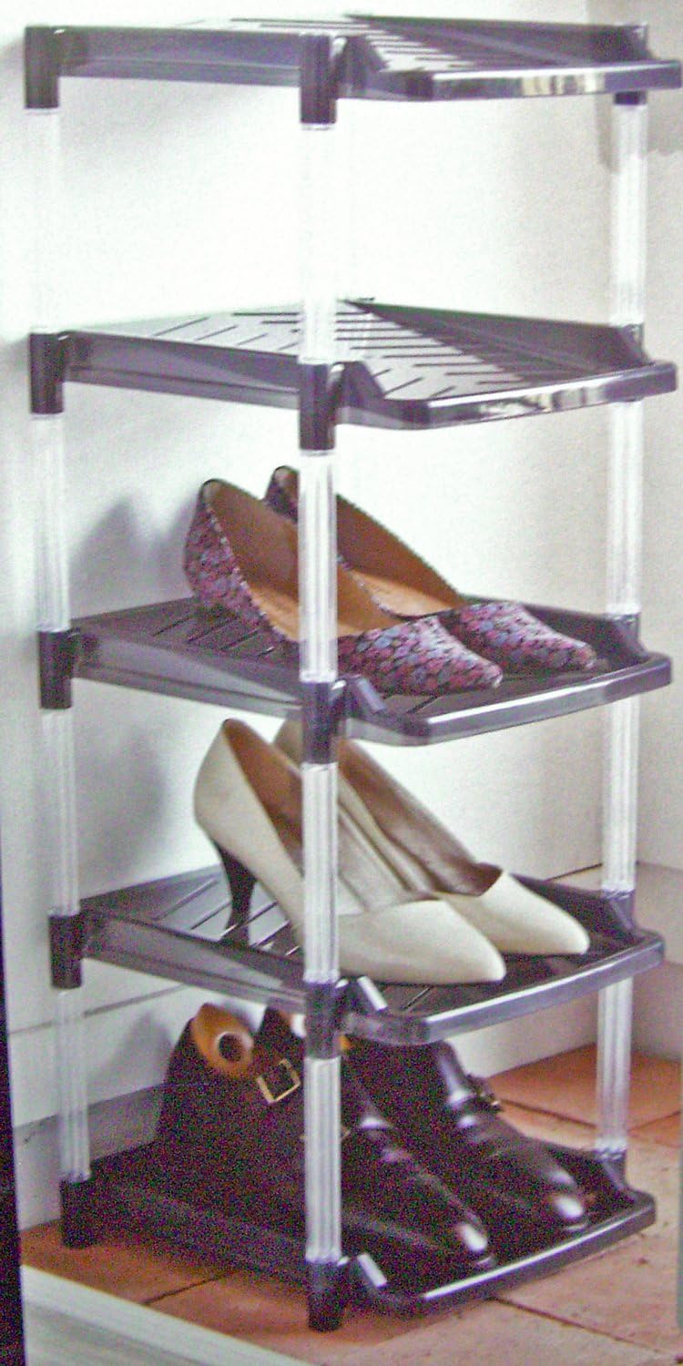 平和工業(Heiwa Kougyou) シューズラック クリスタル 5段 グレイ グレー