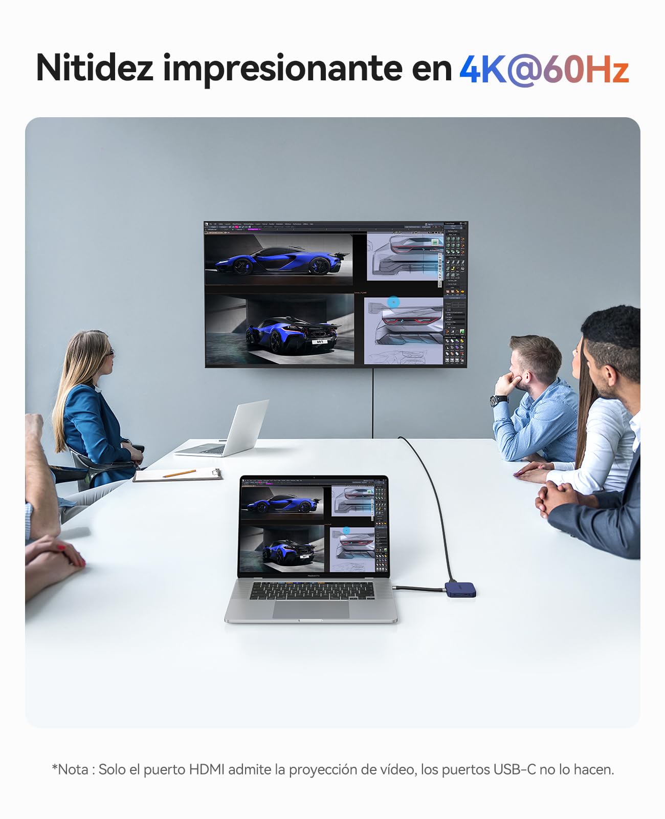 ORICO Conexión de Acoplamiento Magnética USB C, Carcasa para SSD M.2 NVMe, Docking Station 8 en 1 con HDMI 4K@60Hz, PD 100W, USB-A 10 Gbps, SD/TF, Audio. Hub USB C Dockingstation para iPhone MG7