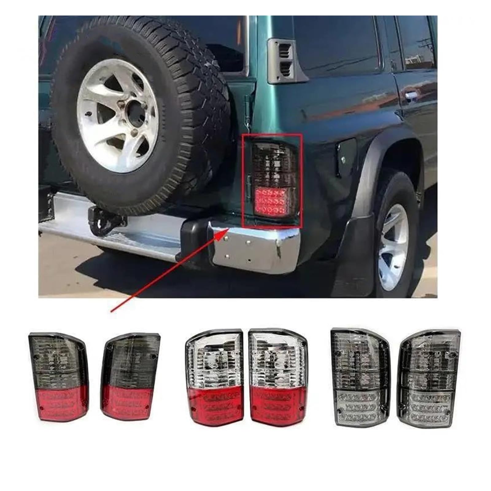 Para Nissan Para Patrol GQ Y60 GR 1988 1987-1997 Conjunto De Luz Trasera Coche Luz De Freno Intermitente Trasero Piezas De Automóvil Modificadas Luces traseras(‎Smoked Black)