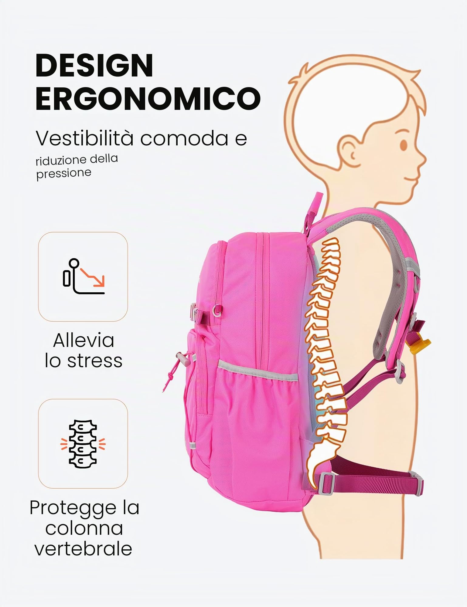 SKYSPER 15L Zaino per Bambini Scolastico Multiscomparti | Età 4-12 anni, per bambino e bambina, ideale per gite, asilo e viaggi, scomparti multipli, leggero e resistente