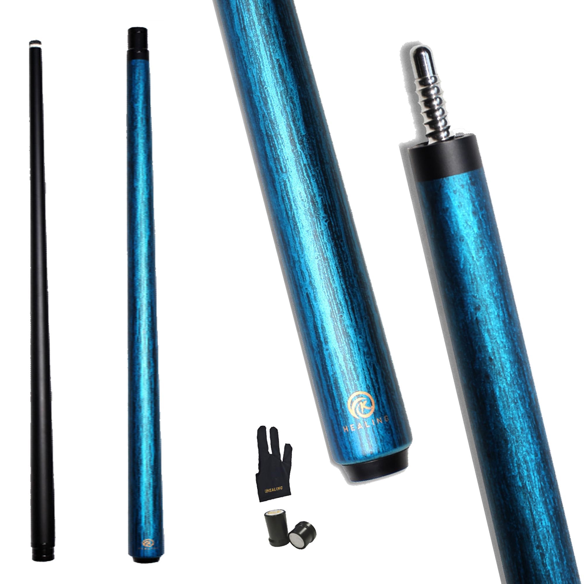 KHEALING Stecca da biliardo in fibra di carbonio, testa da 12 mm, stecca da biliardo a bassa deflessione, accessorio professionale per stecca da biliardo da 142,2 cm, adatta per sala da biliardo