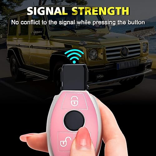 Miniatura 5 de Xotic Tech - Funda para llavero de piel de grano plano TPU color rosa mate, compatible con Mercedes Benz C E M S CLA CLS GLK GLS W164 W204 W205 S205