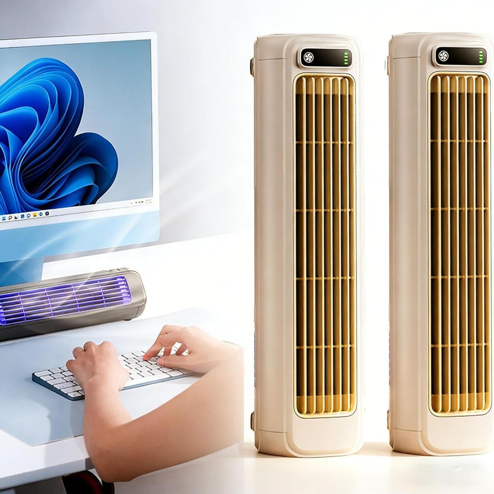 Ventilatore A Torre Da Tavolo Senza Fili, 3 Velocità | Ventilatore Personale Da Tavolo Per Donne Uomini Viaggiatori Casa Studio Camera Da Soggiorno Viaggio Campeggio Ufficio