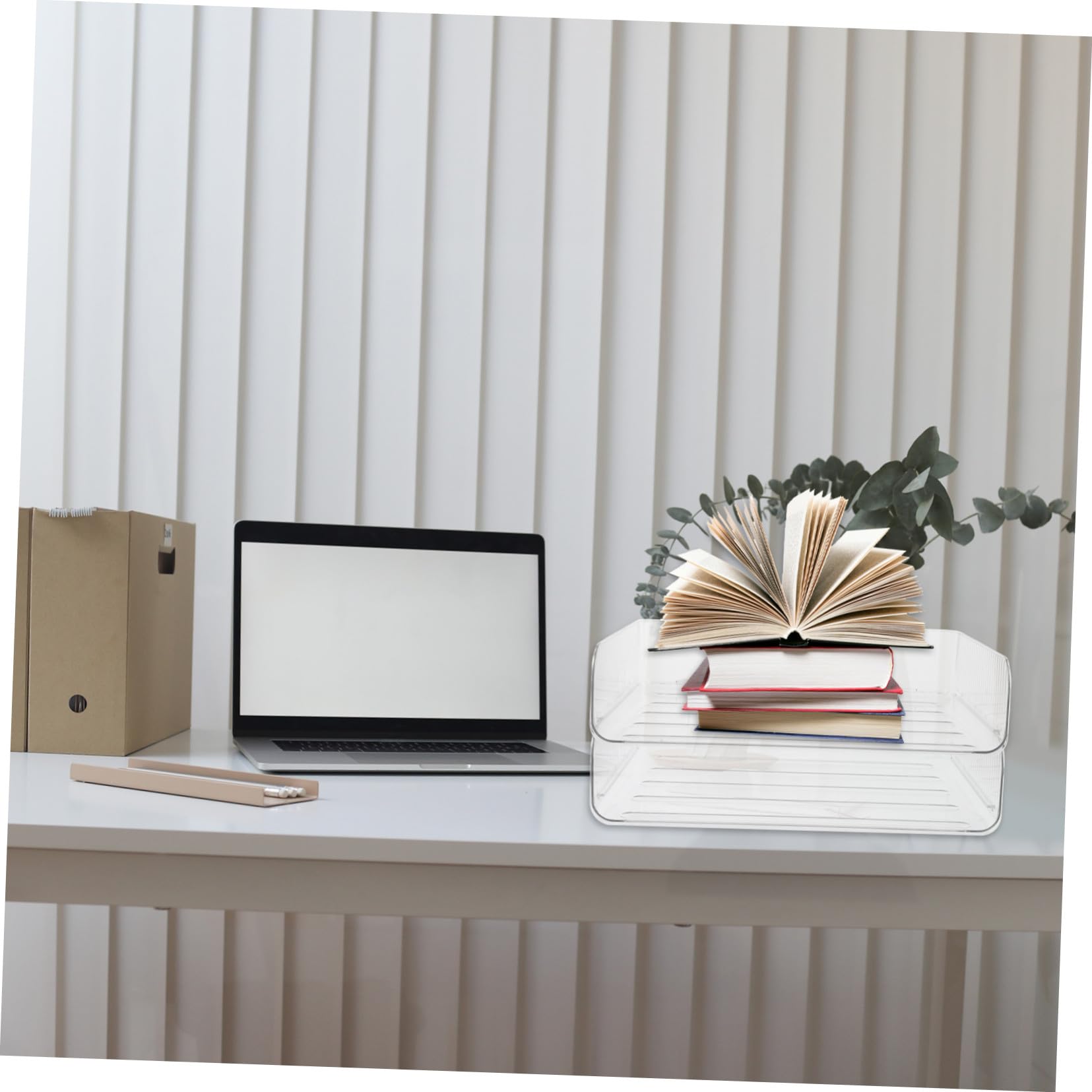 2 pezzi Organizer Scrivania in Plastica Resistente Mensola Documenti Impilabile Portaoggetti Multifunzione per Ufficio e Casa Design e Facile