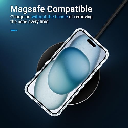 Miniatura 7 de GLIMALL Funda transparente 5 en 1 diseñada para iPhone 15 con protector de pantalla 2 unidades + protector de lente de cámara 2 unidades, cubierta