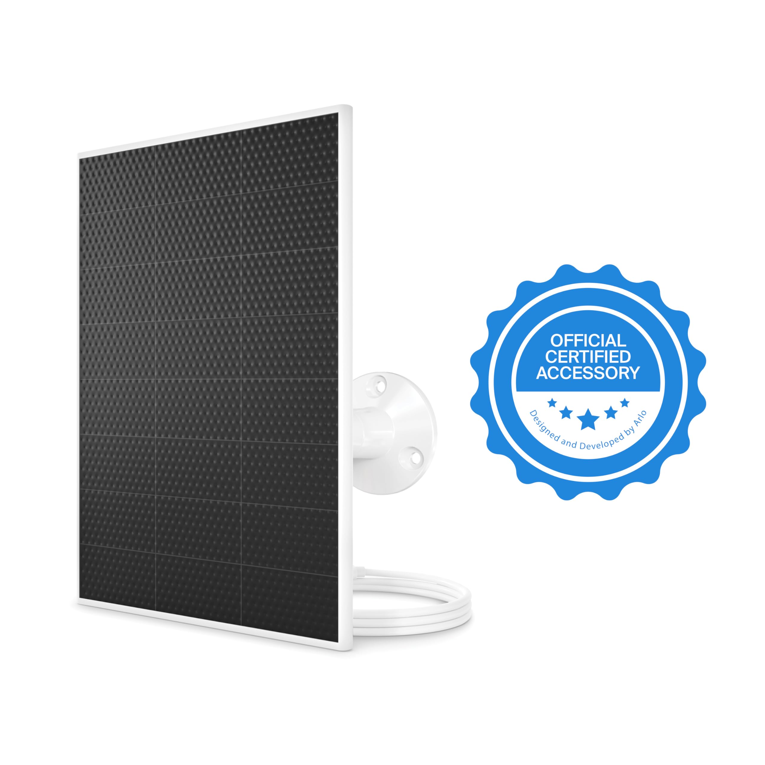 Arlo Chargeur de panneau solaire | Accessoire certifié Arlo | Résistant aux intempéries, facile à installer, blanc (sortie en 2025)