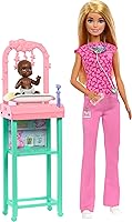 Barbie Baby Doctor Playset with Blonde Doll in Pink Scrubs, Baby Patient, Exam Table & Accessories