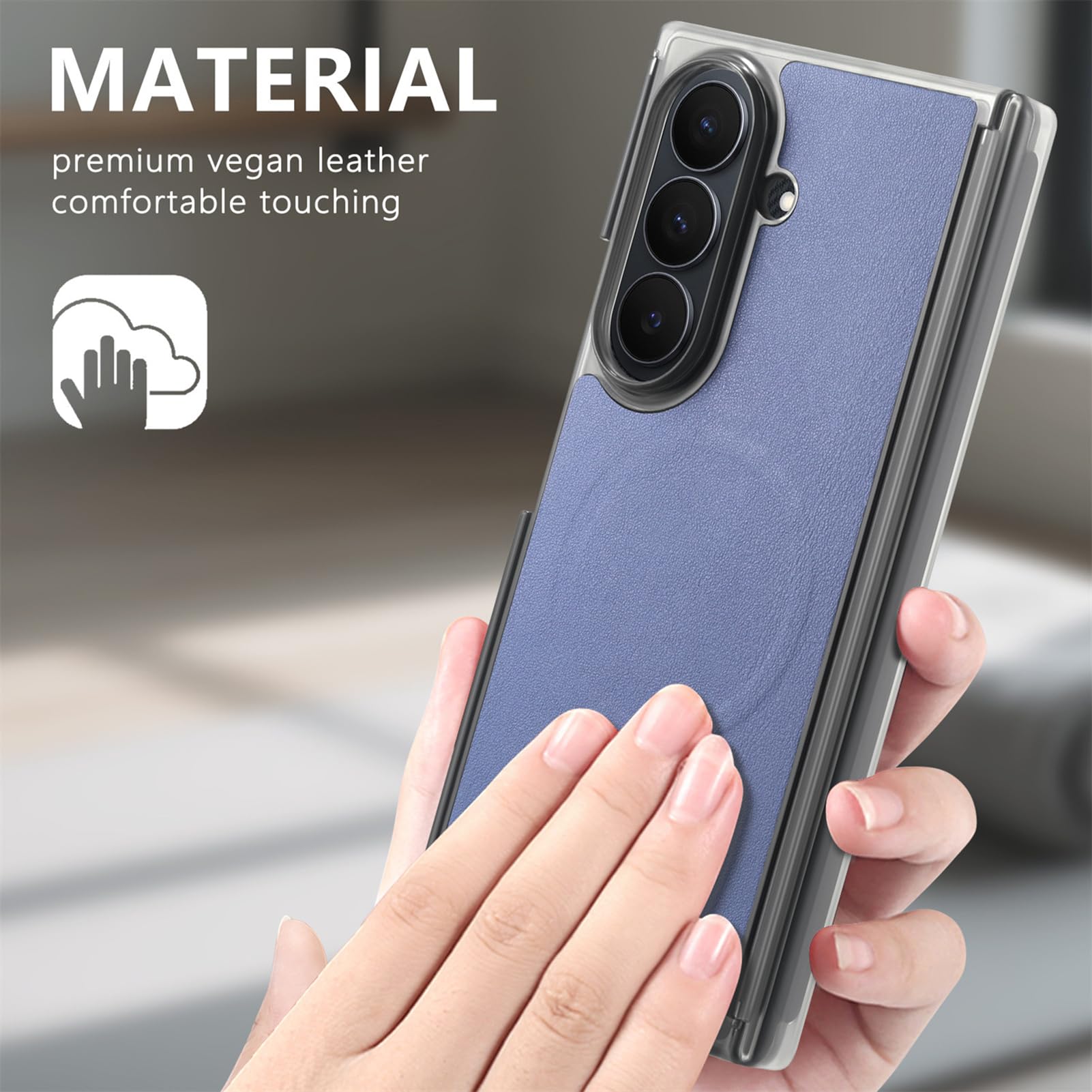 Funda De Cuero For Samsung Galaxy Z Fold 8 Ultra, Bisagra Chapada A Prueba De Golpes Cubierta del Teléfono Estilo Empresarial Antihuellas Magnética Succión Trasera Shell(Orange)