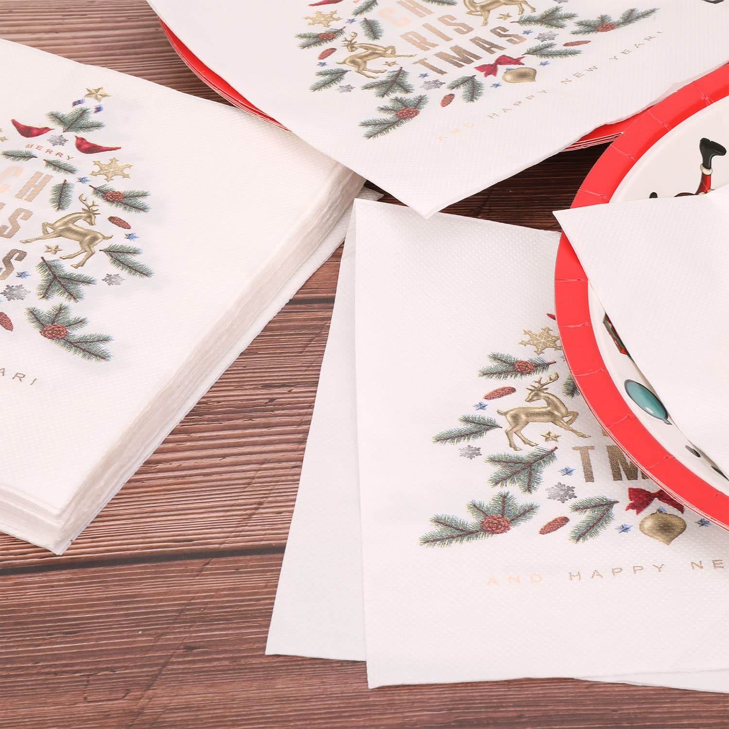 WedDecor Weihnachts-Servietten, 2-lagig, 33x33 Cm, Mit Weihnachtsstern-Motiv, Für Festtafeln & Partys