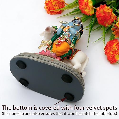 Miniatura 5 de alikiki Estatua hindú de Dios Señor Krishna – 5.7 pulgadas de alto, escultura de ídolo de la India Krishna, regalos para amigos indios, familia,