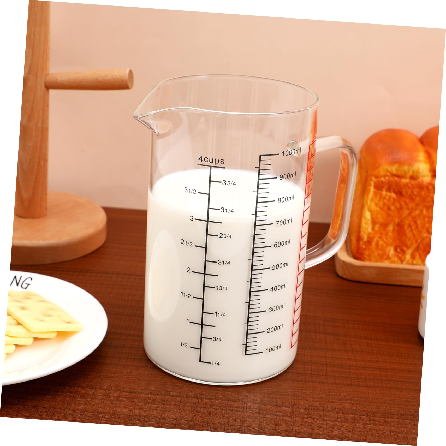 Homoyoyo Taza de Vidrio de Gran Capacidad con Boquilla para Mediciones Precisas y Repostería para Fríos