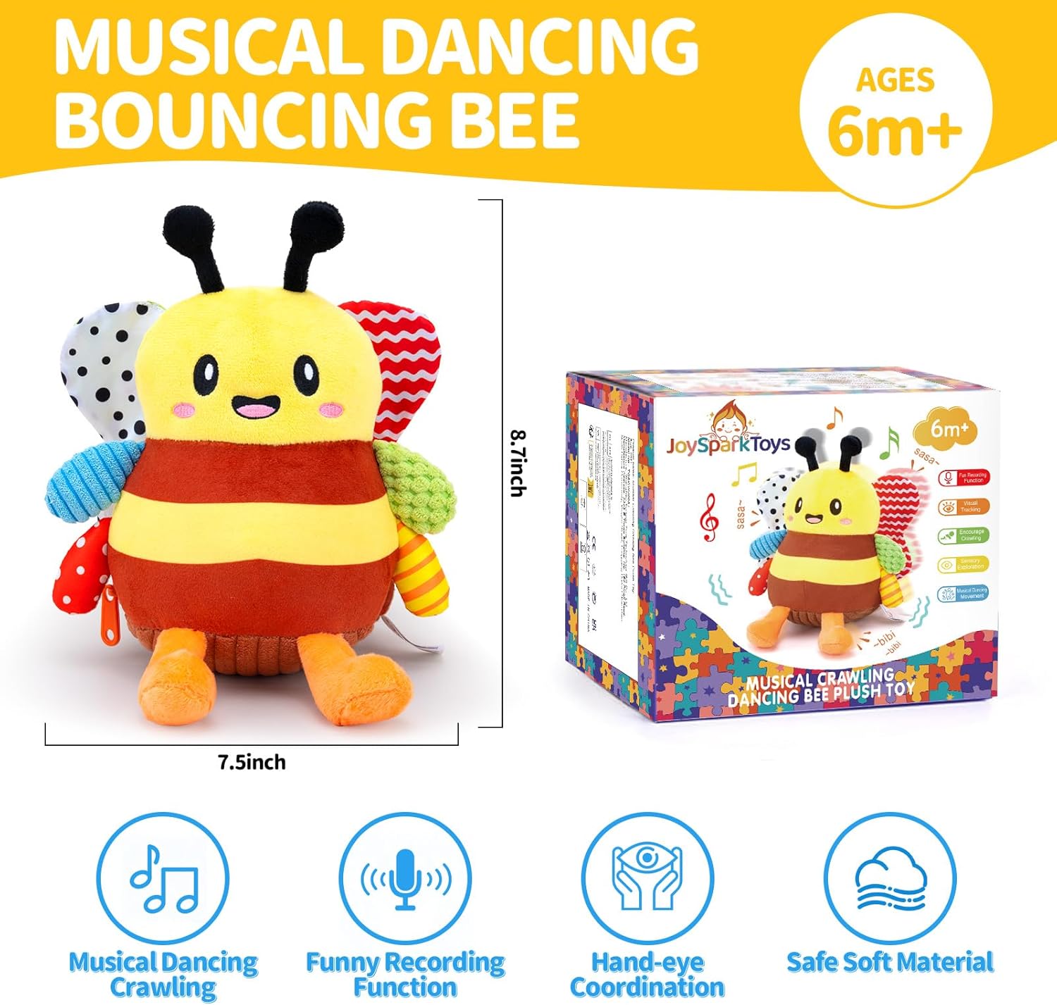 Baby Toys 6-12 Months, Musical Crawling Toys Bouncing Dancing Octopus Plush Toys 12-18 Months, 50 Songs & Recording Feature, Interactive Toddler Toys Age 1-2 Tummy Time Toys for 1 Yr Old Boys Infants