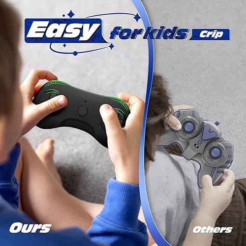 Miniatura 8 de Tecnock Coche de control remoto para niños, auto RC de 2.4 GHz con carga fácil tipo C, 4WD de doble cara gira y gira en 360, auto de acrobacias a