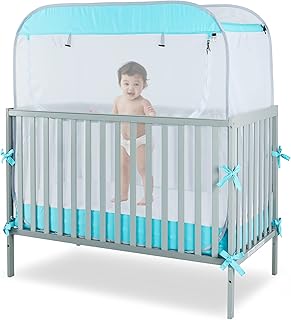 Porayhut Portable Baby Crib Net Safety Mesh Tent,Pop up Infant Mosquito Net, See Through Canopy Netting Cover for Baby&Toddler to Keep Baby from Climbing Out.