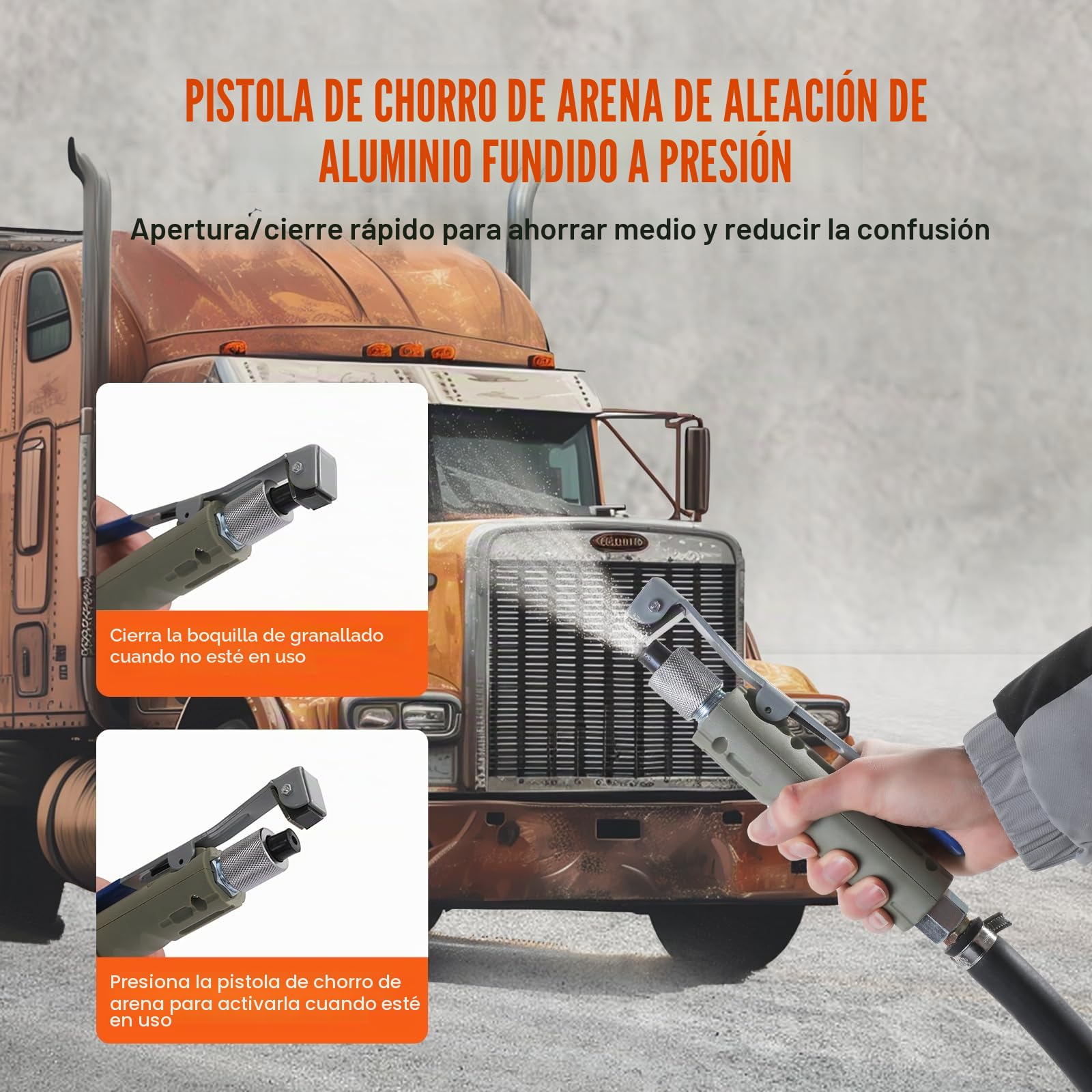 VEVOR Máquina de chorro de arena portátil de 18,92 l, manguera de trabajo de 243,84 cm, chorro de arena de 60 a 110 psi, ideal para eliminar óxido, pintura, manchas y pulir grandes superficies