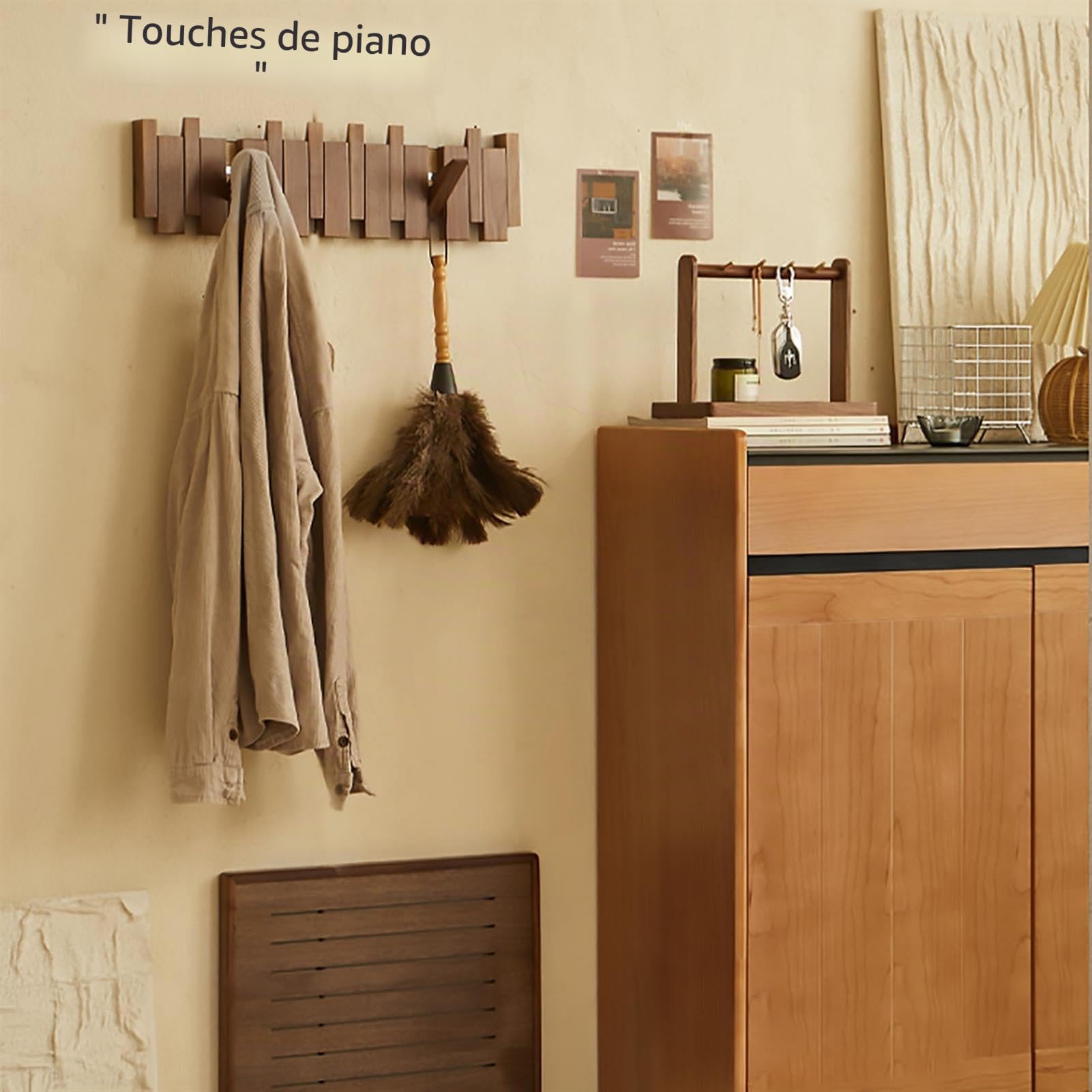 PatèRes en Bois, Porte Manteau De Style Piano, Porte Manteau Mural Rabattable, PatèRes Robustes, pour Suspendre Manteaux, CléS, Chapeaux, Peignoirs, Serviettes