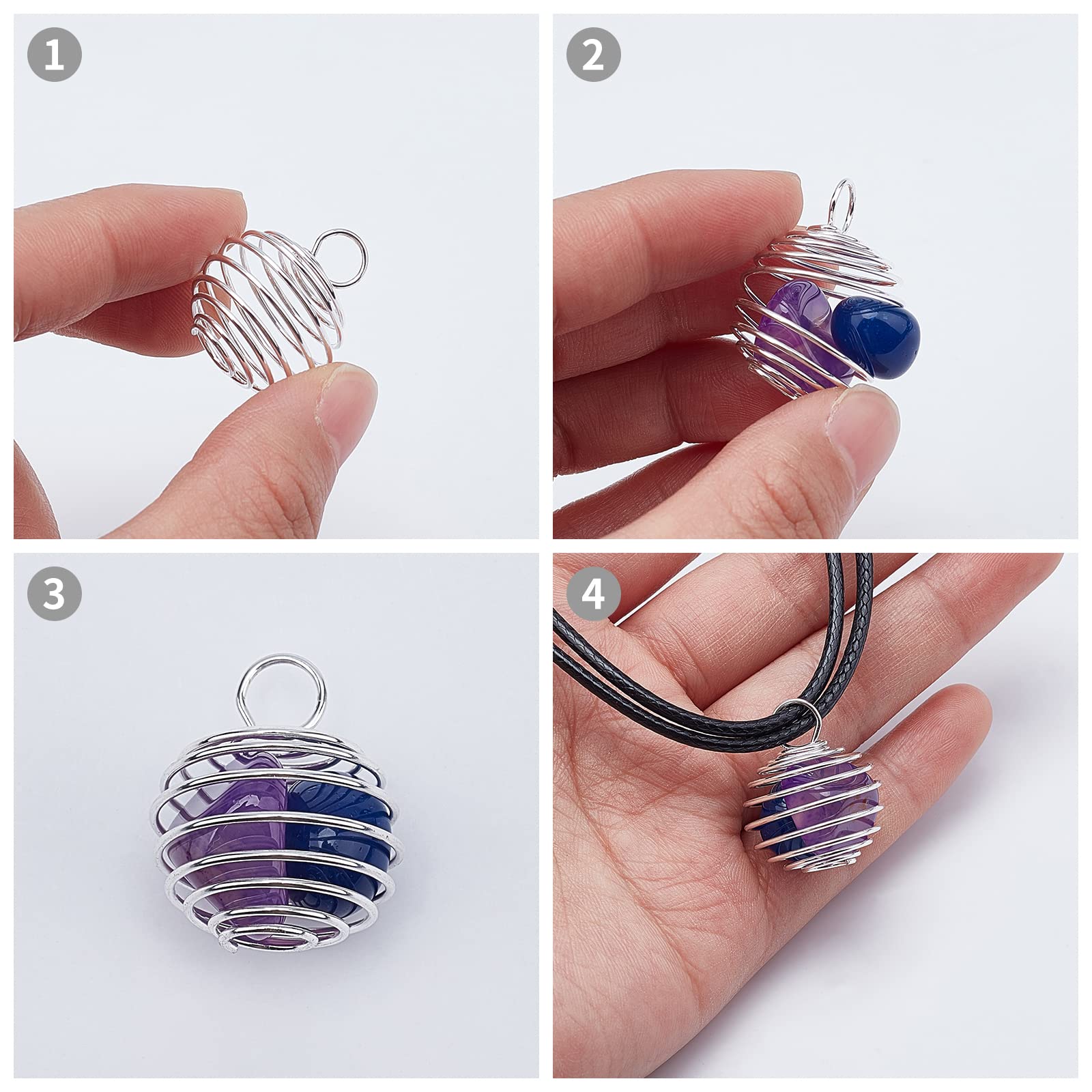 Set 6 Gabbie Portacristallo PH PandaHall – 3 Misure (4,5,6 Cm), Con Catena E Pendenti Luna E Stelle, Per Gioielli Fai Da Te
