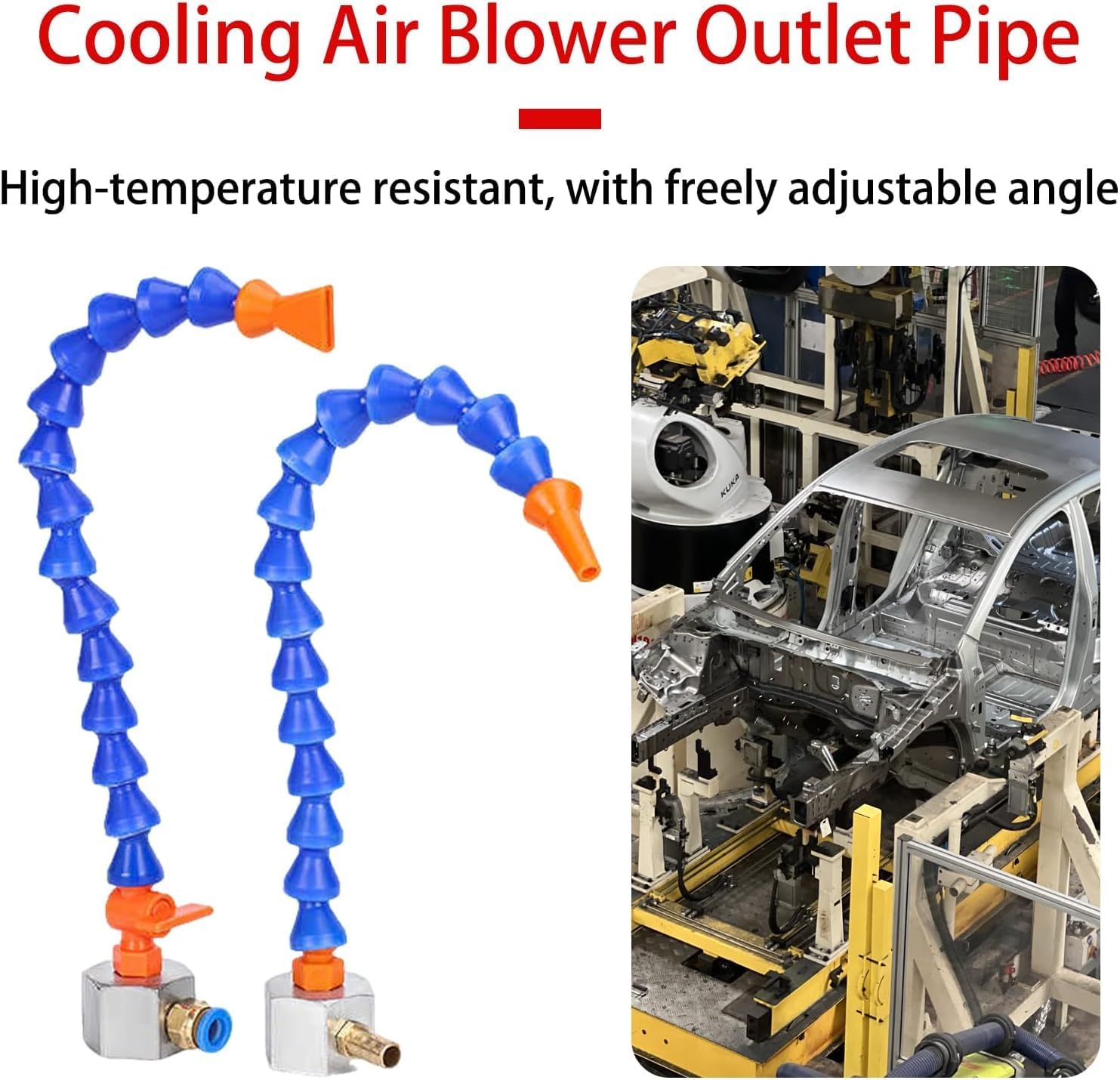 Magnetic Base with Barb Connector Flat Nozzle Plastic Coolant Pipe with Switch Adjustable Flexible Water Oil Cooling Hose 15.6 in Flat-beak