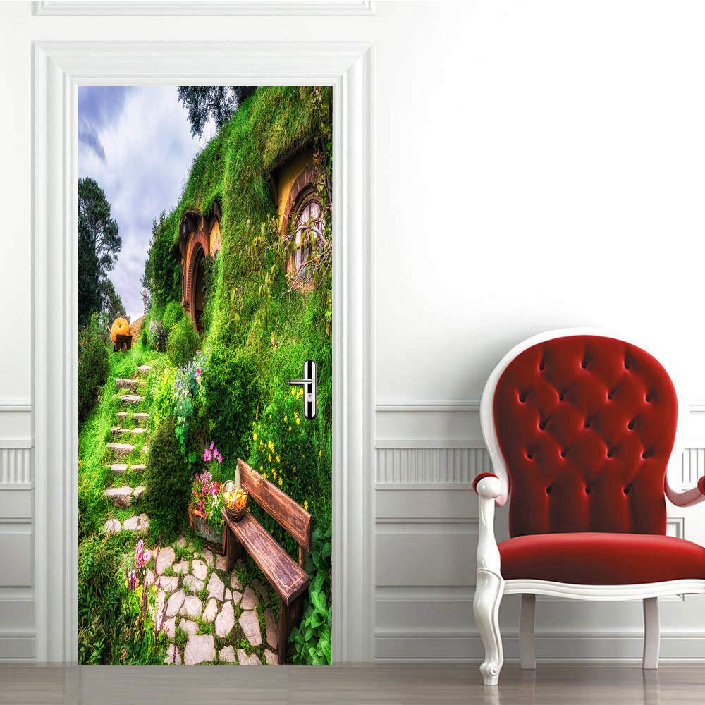 Papier Peint Porte Trompe l'Oeil Intérieure Muraux Salon 83x204