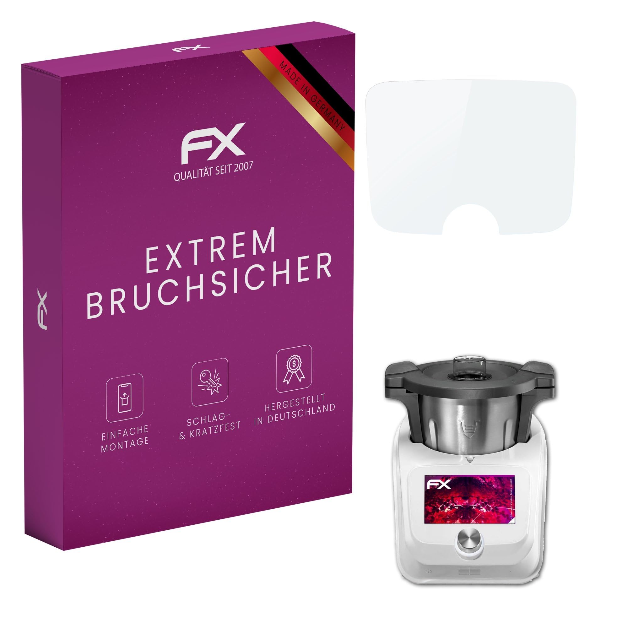 atFoliX Plastic Glass Protective Film compatible with Silvercrest Monsieur Cuisine connect Glass Protector, 9H Hybrid-Glass FX Screen Protector