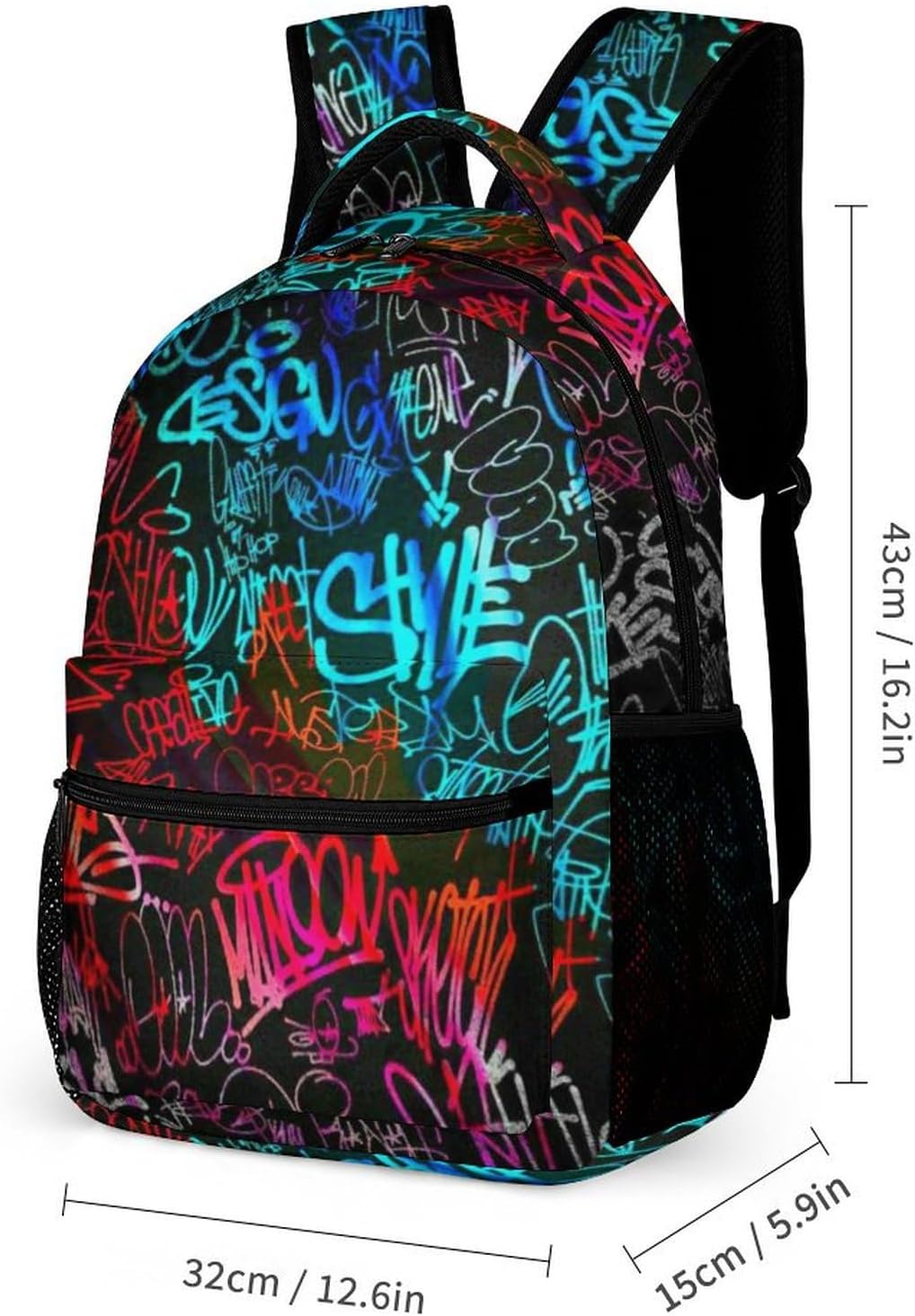 Graffiti Art Daily Backpack, Hip Hop Art Backpacks Travel Laptop Daypack School Backpack for Kids Adult