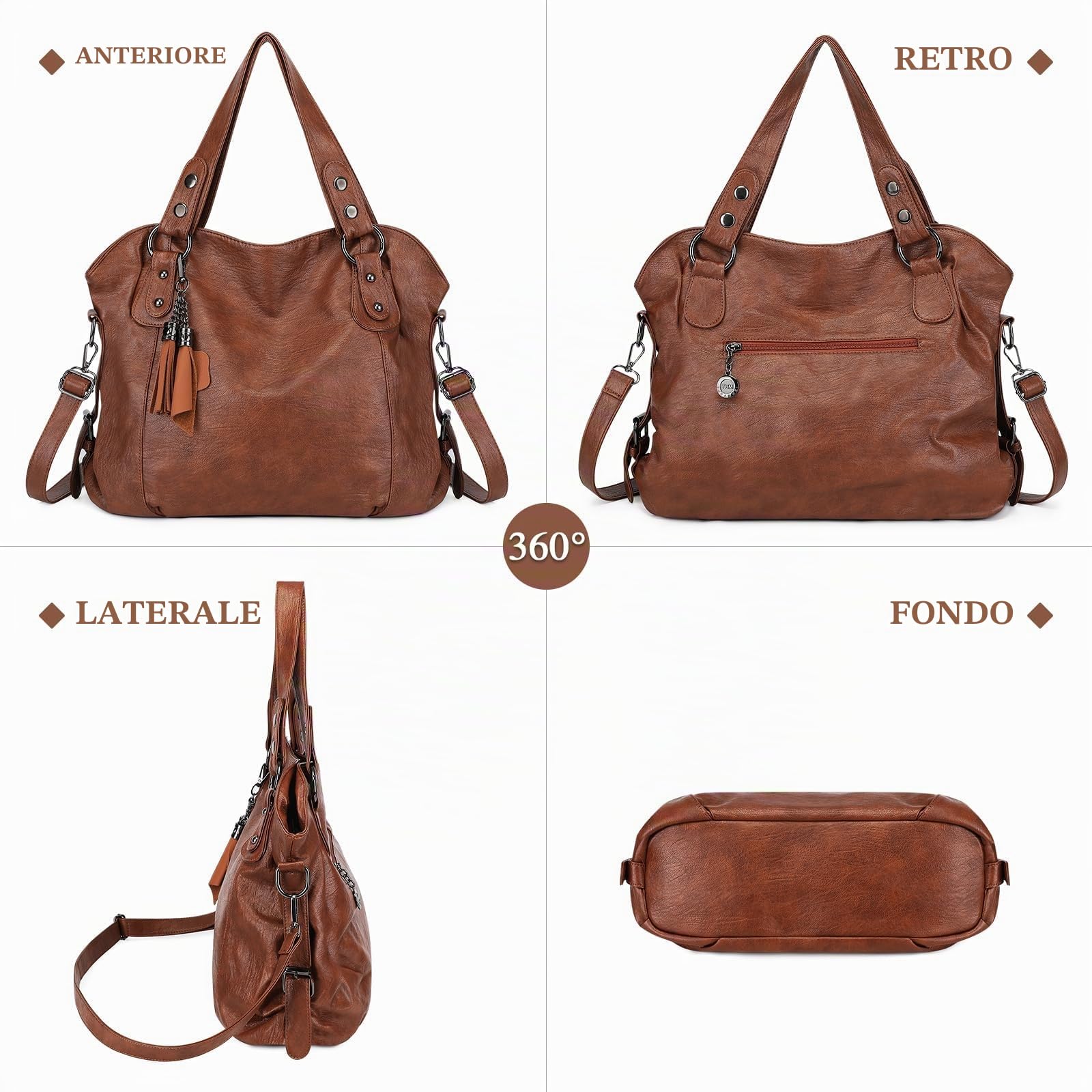 VINBAGGE Borsa Tote da Donna Borse a Tracolla Spalla Grande Elegante Borsa Shopper Borsetta Bauletto Spalla Multitasche per scuola, lavoro, shopping, viaggi, uso quotidiano