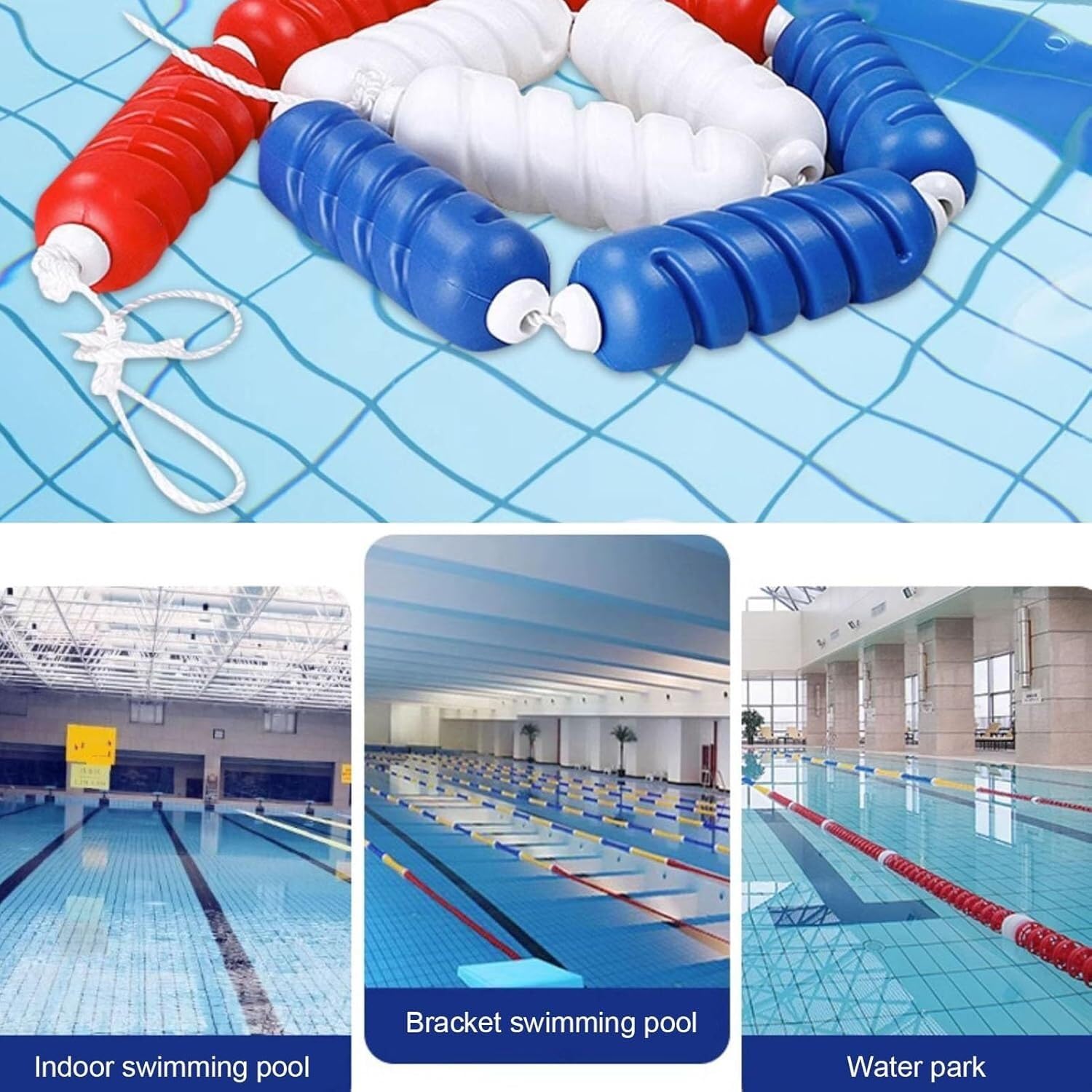 Bezpieczna lina basenowa z pływakami, nylonowa ścianka działowa do basenów, pływający sznurek bezpieczeństwa z gwintowanymi kulkami, 25 m