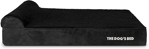 Miniatura 8 de The Dog's Bed - Cama ortopédica para perro con reposacabezas de felpa negra de 46 x 28 pulgadas, espuma viscoelástica, alivio del dolor para